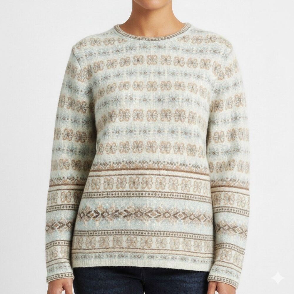 J.Crew Sweater Large 100% Lambswool Fair Isle Nordic Scandinavian Apres Ski Cozy